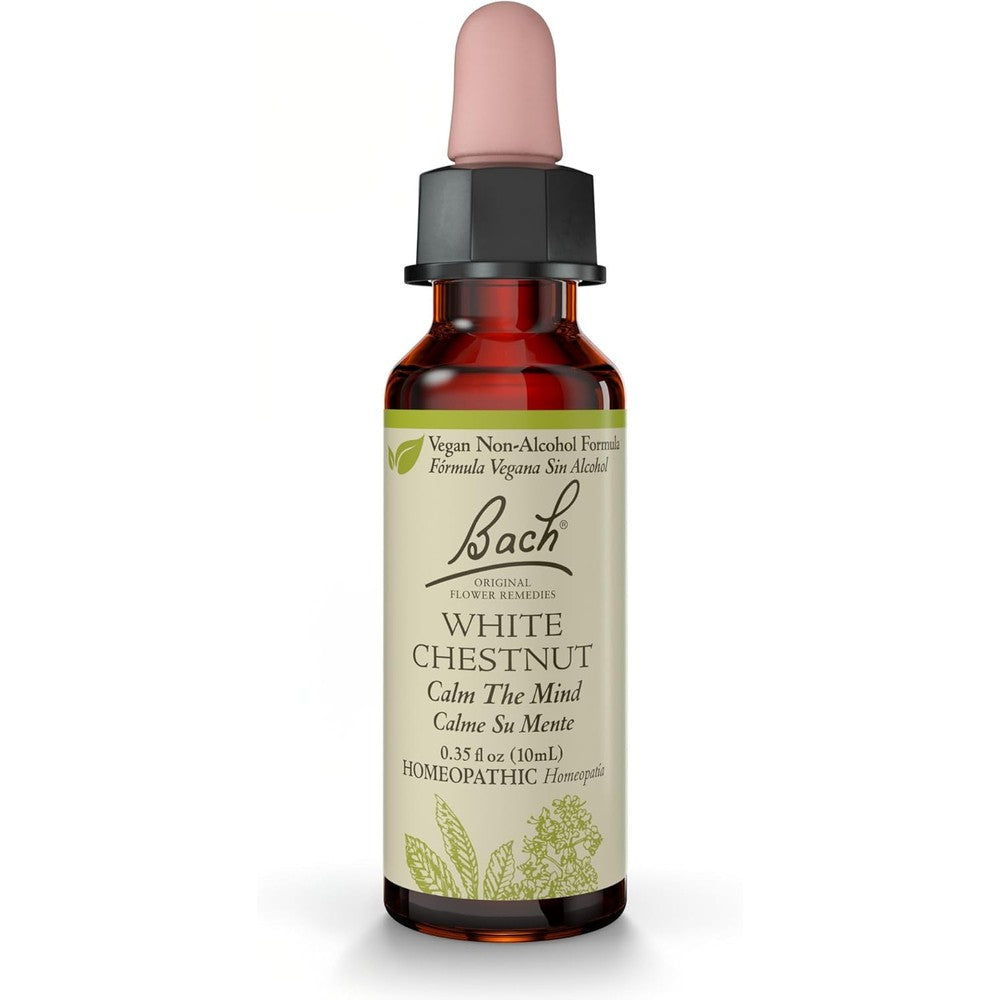 Bach Flower Remedies White Chestnut 10mL dropper bottle front view for calming the mind