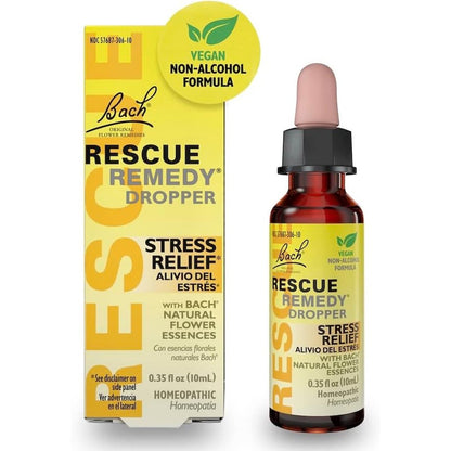 Rescue Bach Remedy Dropper 10mL front view natural stress relief