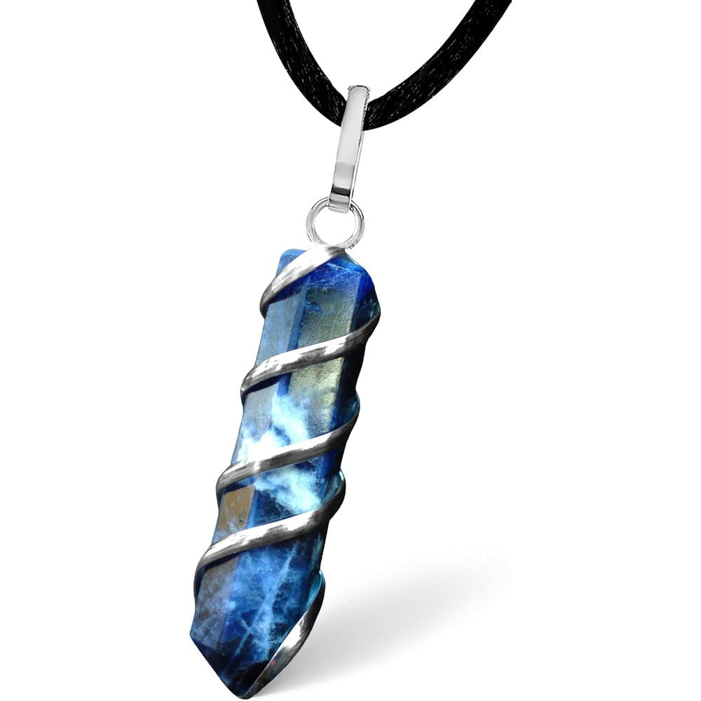 Sugandha Wellness Natural Sodalite Necklace front view for chakra healing.