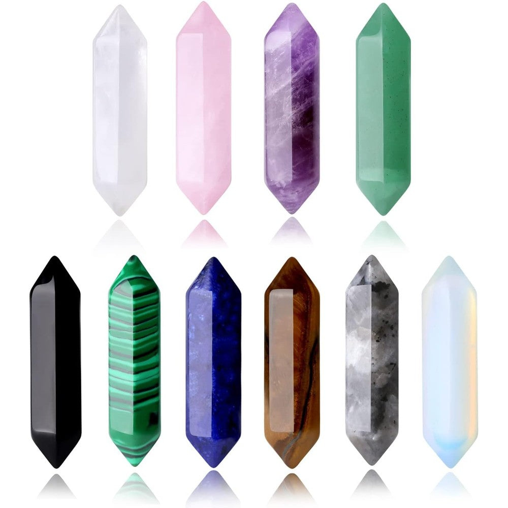 YATOJUZI 10 Pieces Healing Crystals Stones Set front view showing assorted gemstone wands.