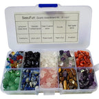 SeeuFun Assorted Mini Crystal Stone Tumbled Chips front view in storage container.