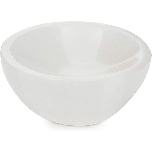 Himalayan Glow WBM Selenite Crystal Bowl front view for crystal charging.