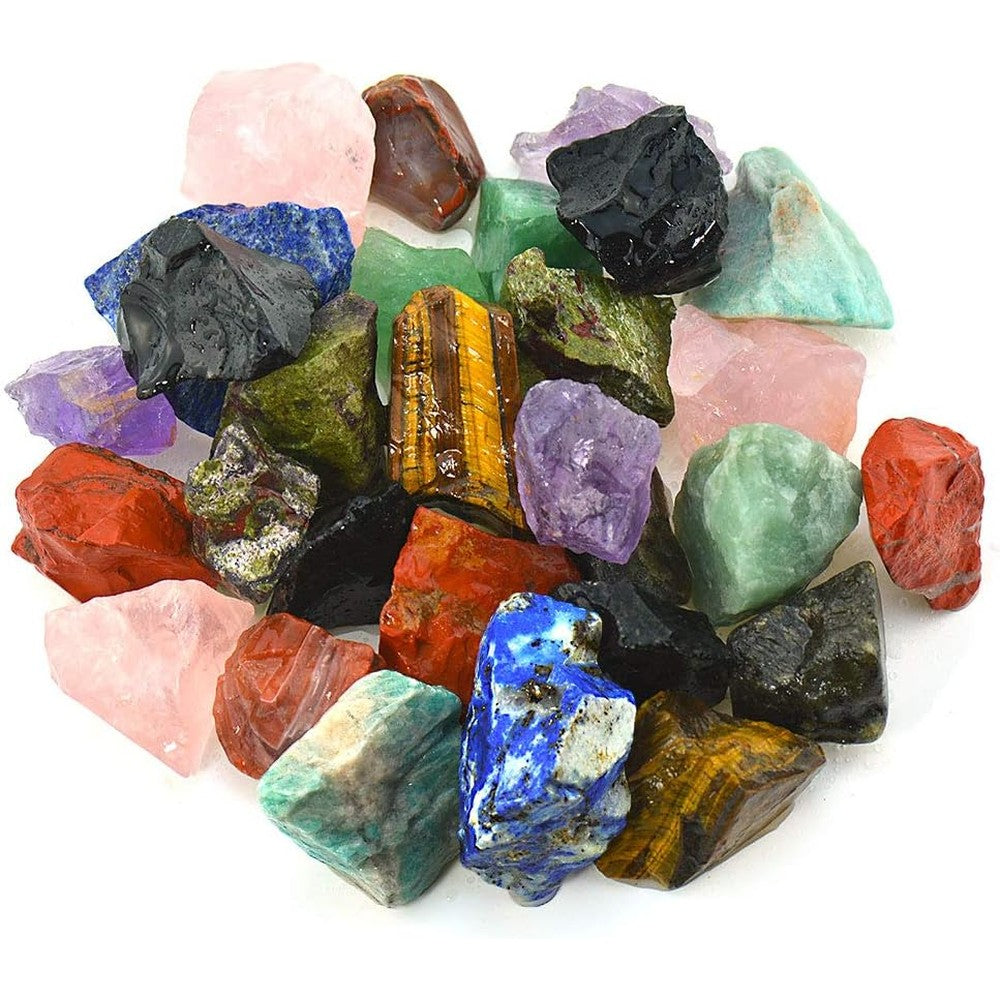 UU UNIHOM Rough Madagascar Stones Mix front view of raw crystals.