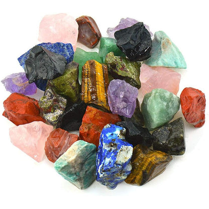 UU UNIHOM Rough Madagascar Stones Mix front view of raw crystals.