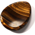 CrystalTears Tiger's Eye Thumb Worry Stone front view showing golden chatoyancy.