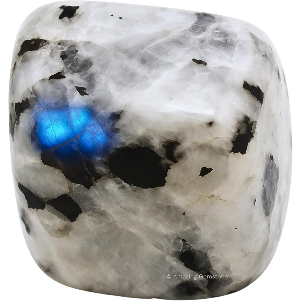 Amazing Gemstone Rainbow Moonstone Tumbled Crystals front view authentic healing stones