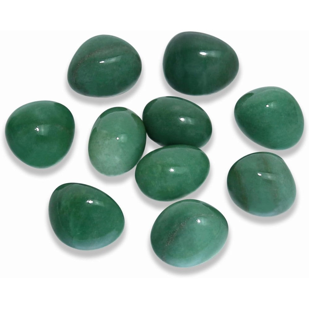 Nvzi Natural Green Aventurine Crystals front view showing 10 polished stones.