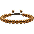 Amazing Gemstone Copper Hematite Bracelet front view showing 8mm polished beads.