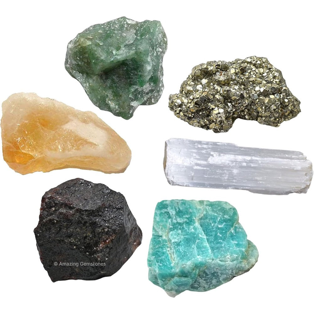 Amazing Gemstone crystals for money and success manifestation set front view