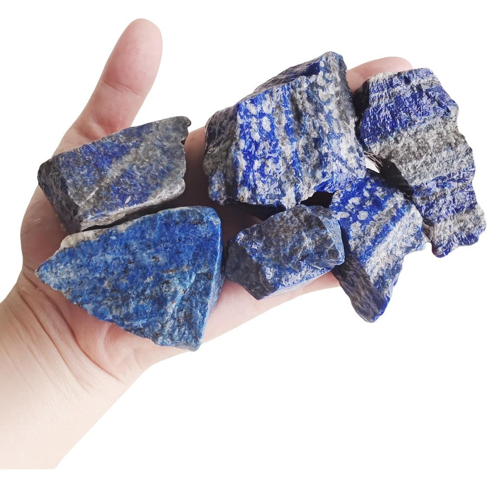 Luckeeper Lapis Lazuli Bulk Raw Crystals 2 pound bag showing deep blue rough stones.
