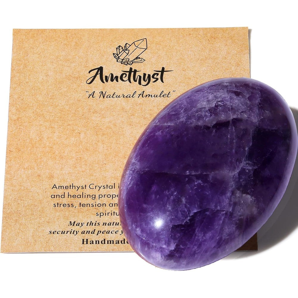 MAIBAOTA Amethyst Crystal Healing Stone front view for reiki meditation.