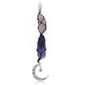BOHO GARDEN Crystal Hanging Car Charm with purple amethyst and pink rose quartz stones for car interior.