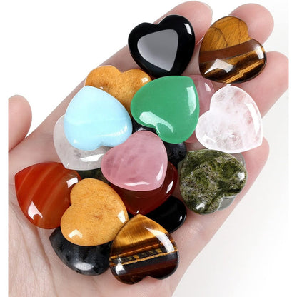 QINJIEJIE 10 Piece Heart Healing Crystals set showing assorted colorful gemstones.