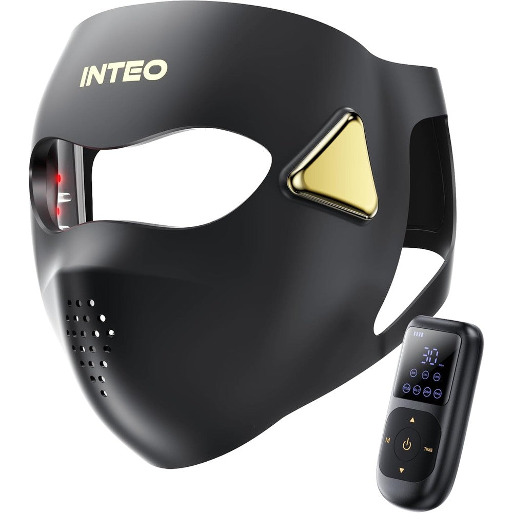 INTEO 4D Wireless Red Light Therapy Face Mask front view showcasing the flexible silicone design and integrated eye protection.