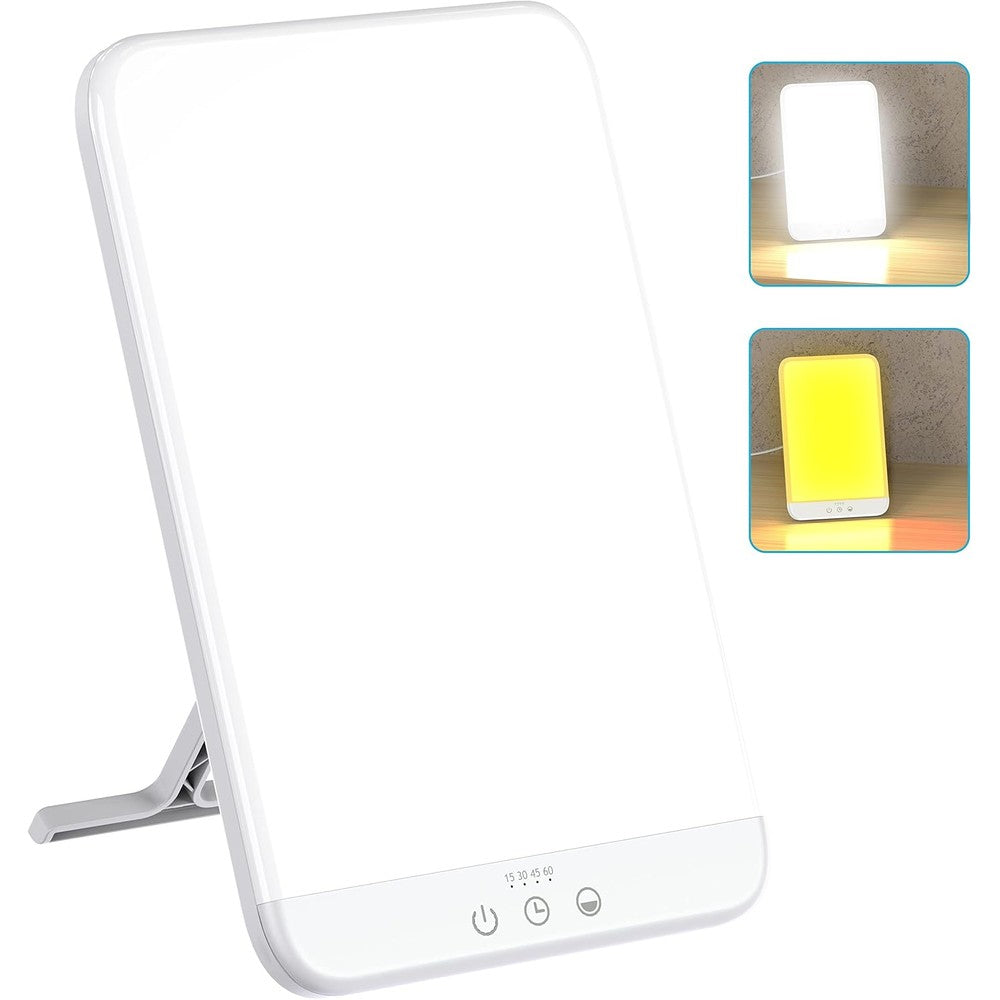 Wobrikosee light therapy lamp front view showcasing the bright white LED panel