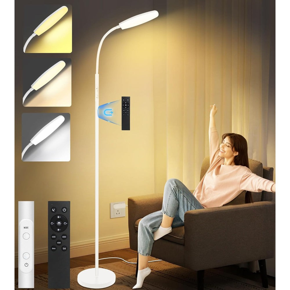 LanSuper Light Therapy Floor Lamp front view displaying bright full spectrum light panel.