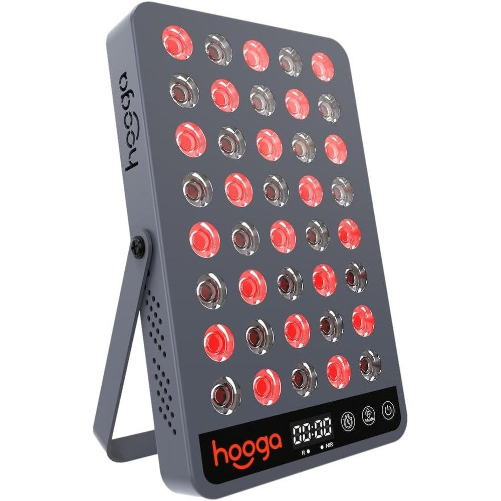 Hooga HG200 red light therapy panel front view showcasing the forty LED layout for targeted skin treatments.