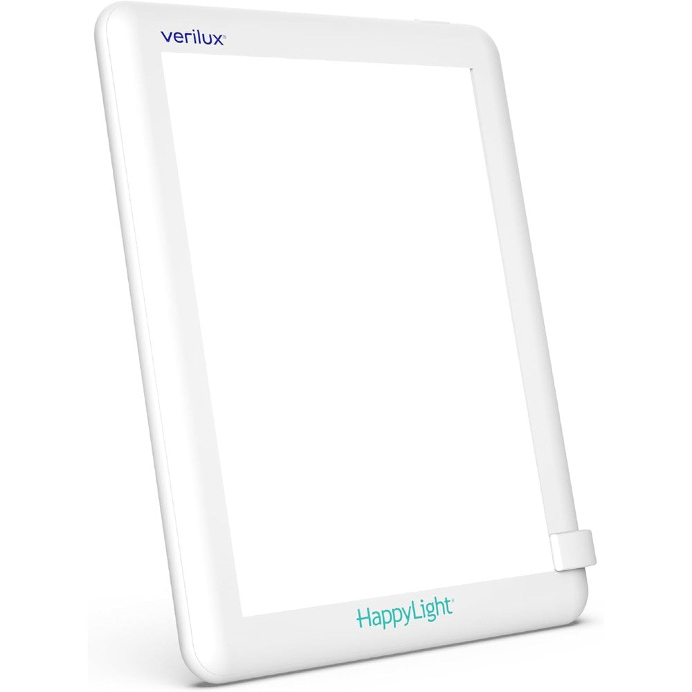 Verilux HappyLight Lucent light therapy lamp front view on office desk