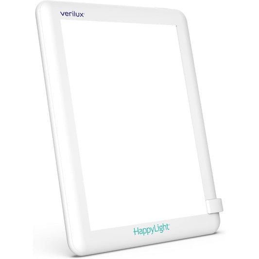 Verilux HappyLight Lucent light therapy lamp front view on office desk