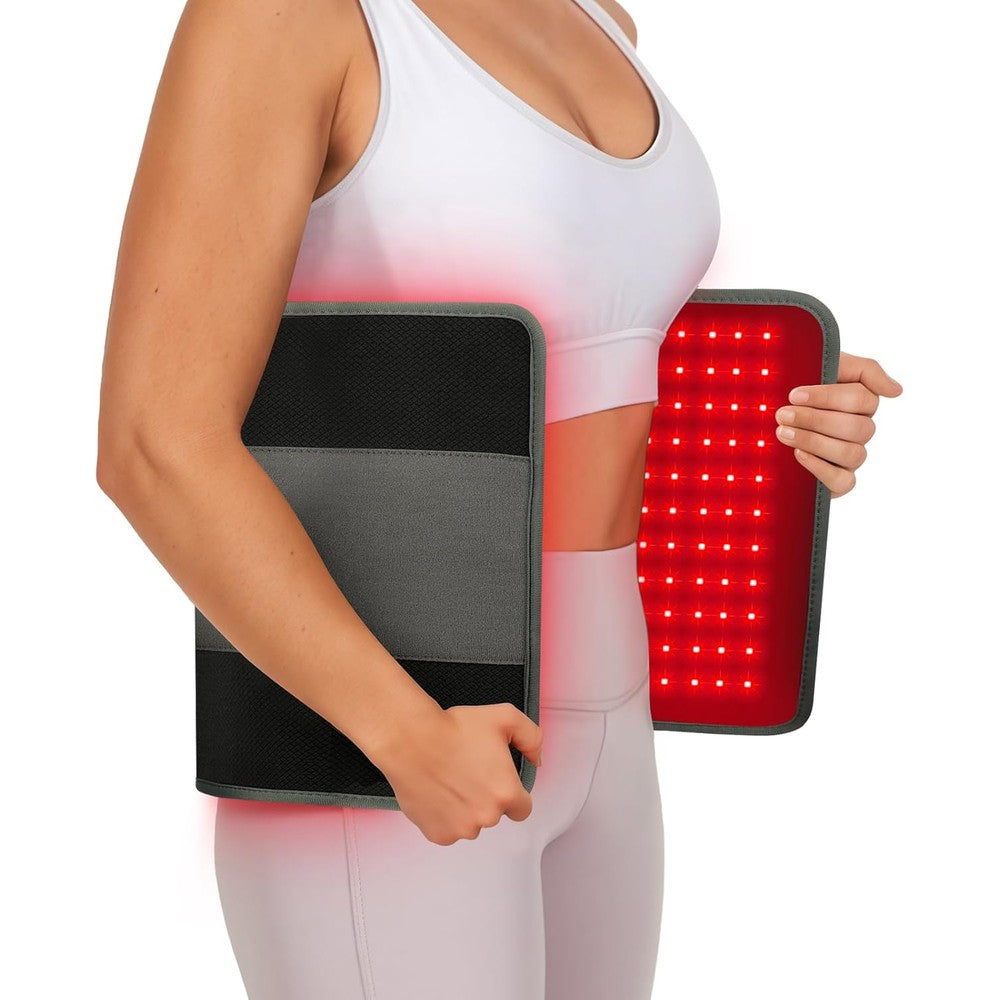 Comfytemp large red light therapy pad front view displaying dual chip LED layout for body pain relief