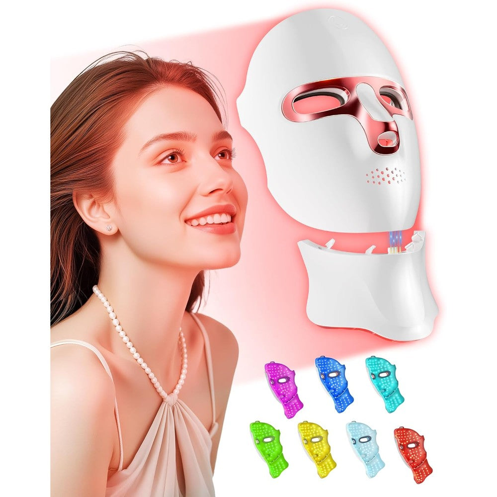 FOLOKE LED light therapy mask front view in sakura pink color