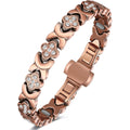 Feraco Pure Copper Bracelet for women front view featuring clover design.