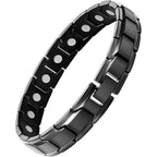 Feraco Mens Magnetic Bracelet front view of matte black titanium steel links.