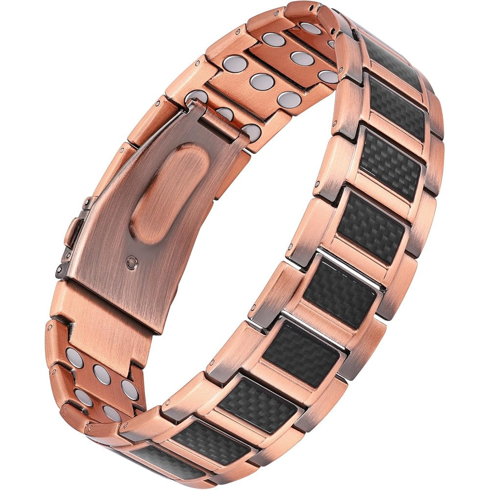 Jecanori copper magnetic bracelet for men front view authentic wellness jewelry.