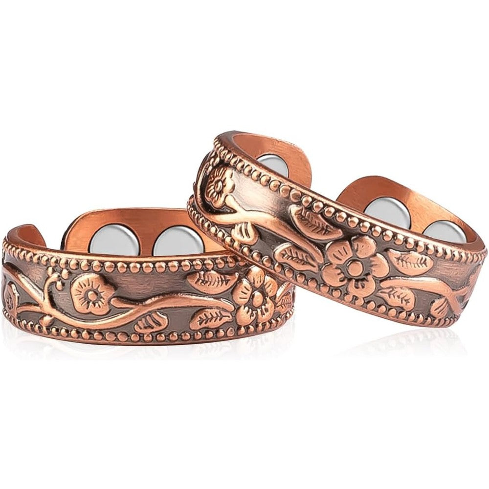 Vicmag Copper Magnetic Rings 2 piece set front view for arthritis relief