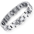 Feraco Magnetic Bracelet for Men Silver Titanium Front View