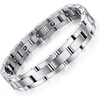 Feraco Magnetic Bracelet for Men Silver Titanium Front View