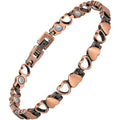 Feraco Pure Copper Magnetic Anklet front view with heart shape links.