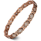 Feraco Copper Ankle Bracelet for Women front view showcasing clover design.