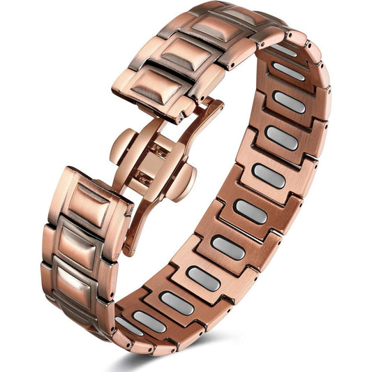Feraco Copper Magnetic Therapy Bracelet for Men front view showing link pattern.