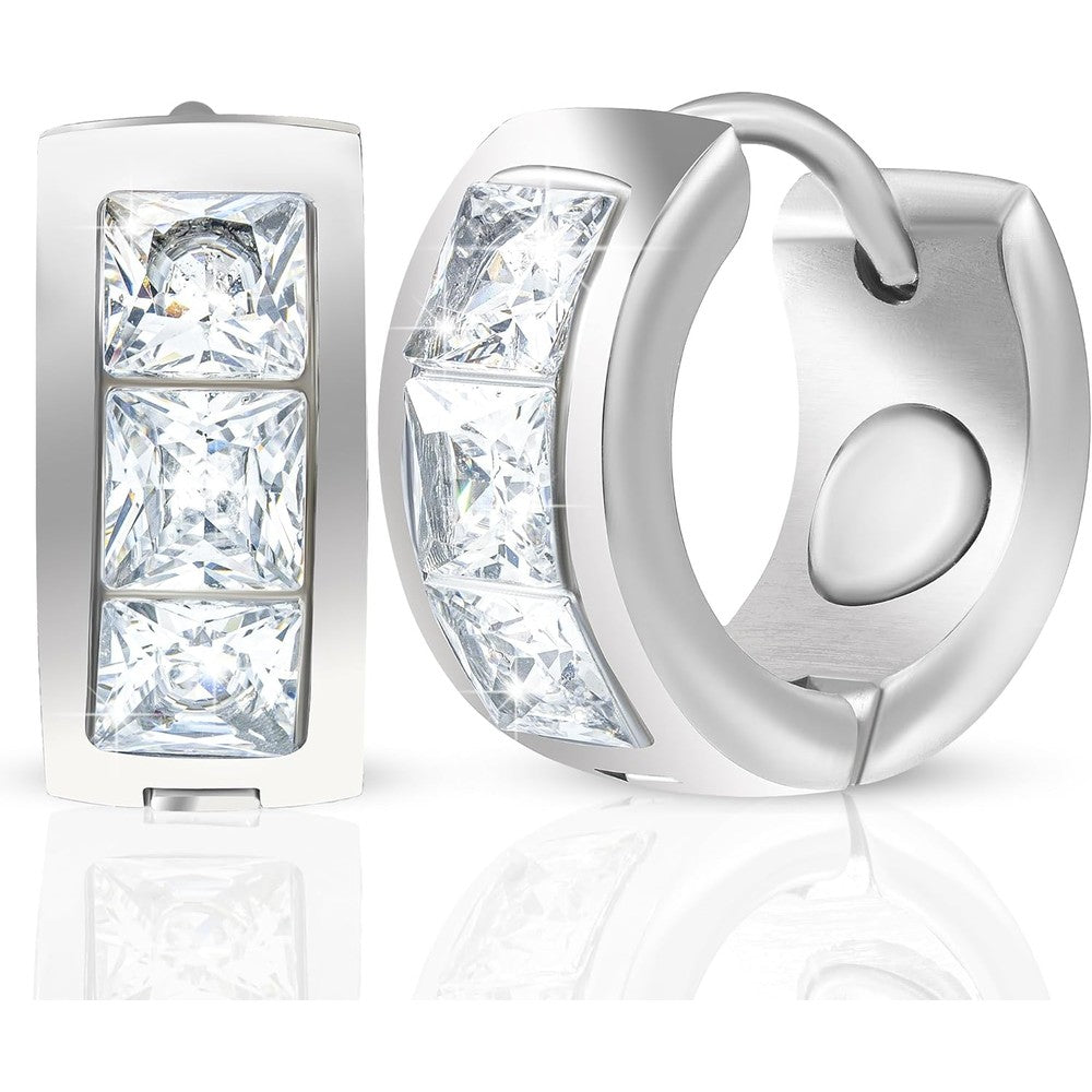 MagnetRX Magnetic Therapy Lymphatic Earrings front view crystal silver finish