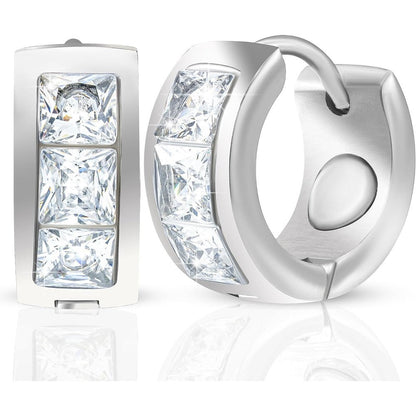 MagnetRX Magnetic Therapy Lymphatic Earrings front view crystal silver finish