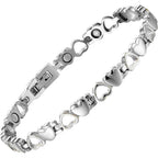 BioMag Magnetic Bracelet for Women front view in silver titanium steel.