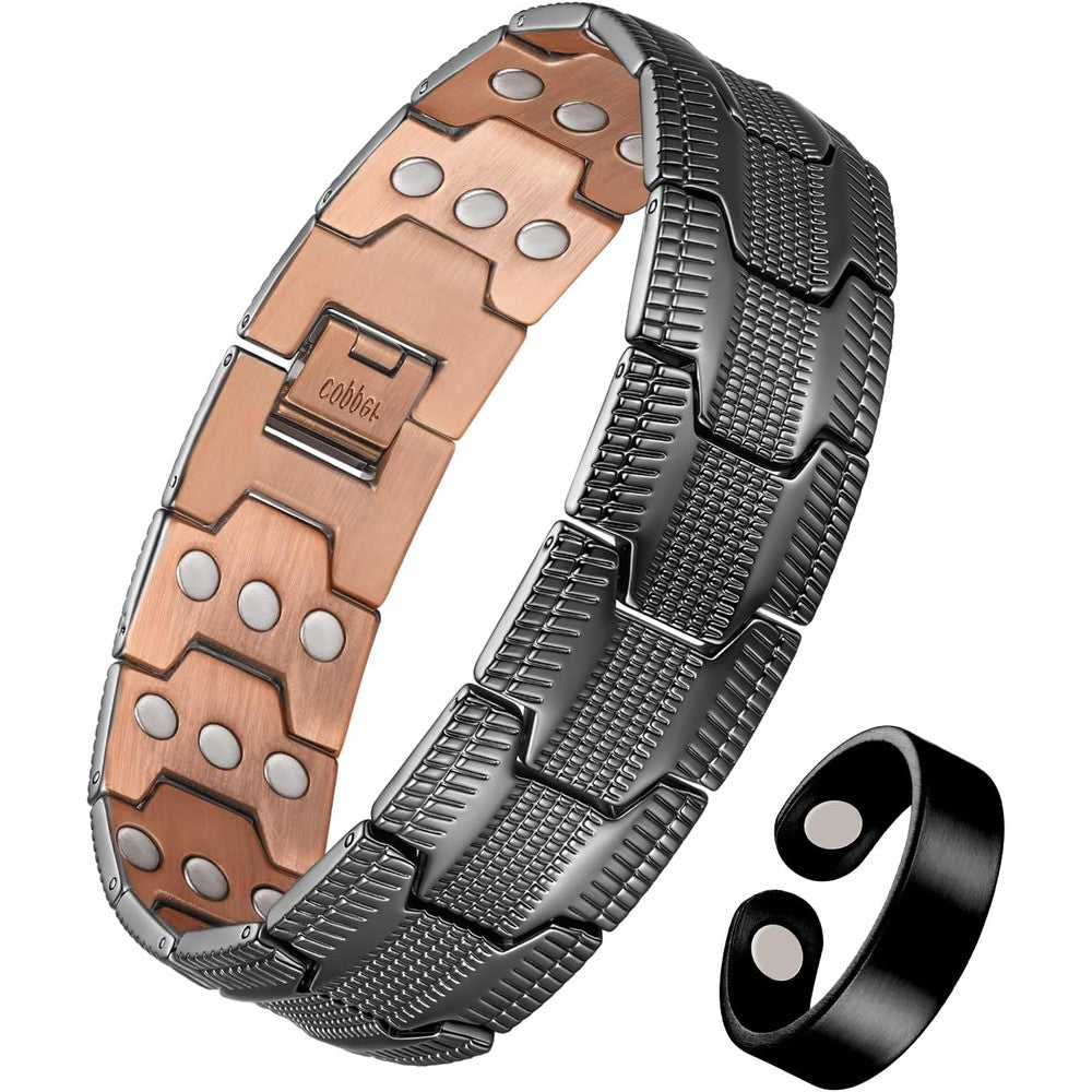Jeracol Copper Bracelet for Men front view 3X strength magnetic jewelry