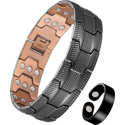 Jeracol Copper Bracelet for Men front view 3X strength magnetic jewelry