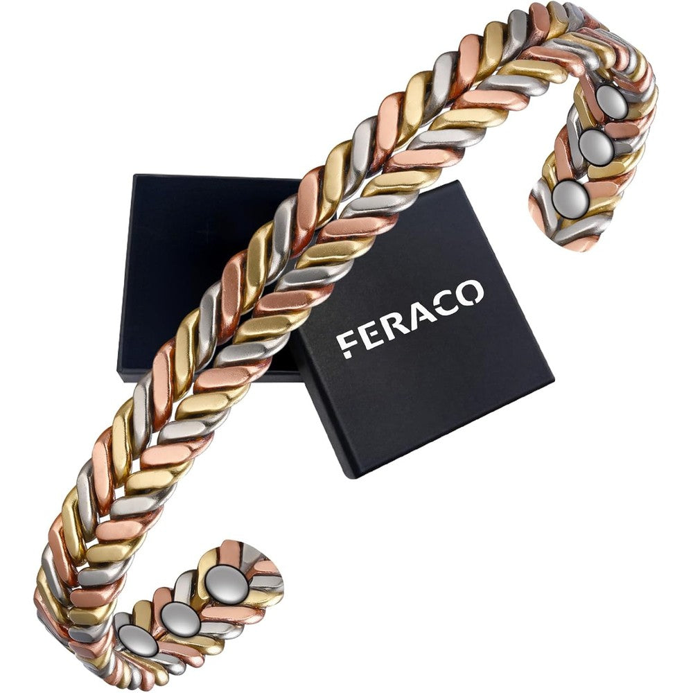 Feraco pure copper magnetic bracelet front view for women