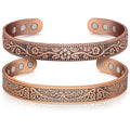 Auramag Copper Magnetic Bangle front view showing Tree of Life design.