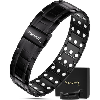 MagnetRX 3X Strength Titanium Magnetic Bracelet front view showing black PVD finish.