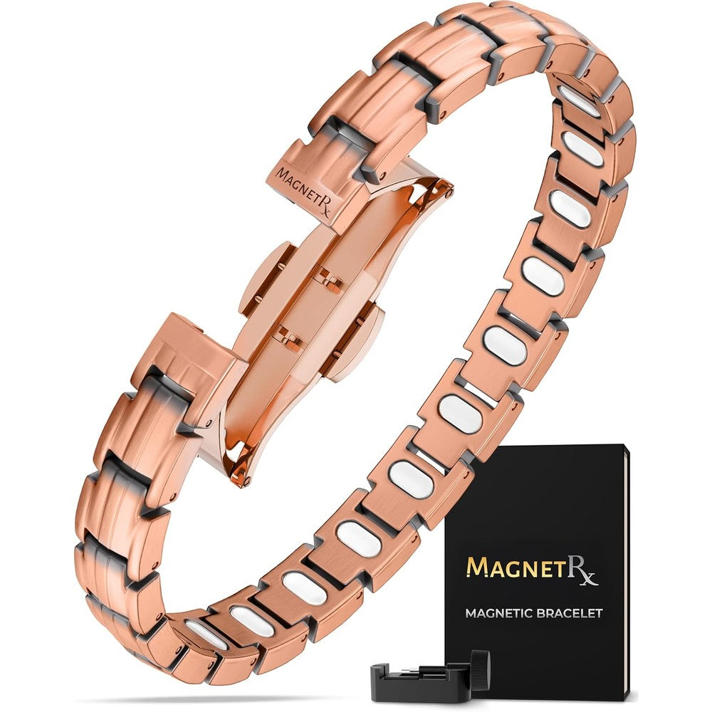 MagnetRX EllipseMAX Magnetic Copper Bracelet for Women front view wellness jewelry.