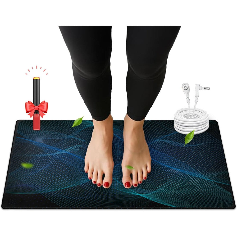 ATE Health Grounding Mat front view showing black conductive surface and logo.