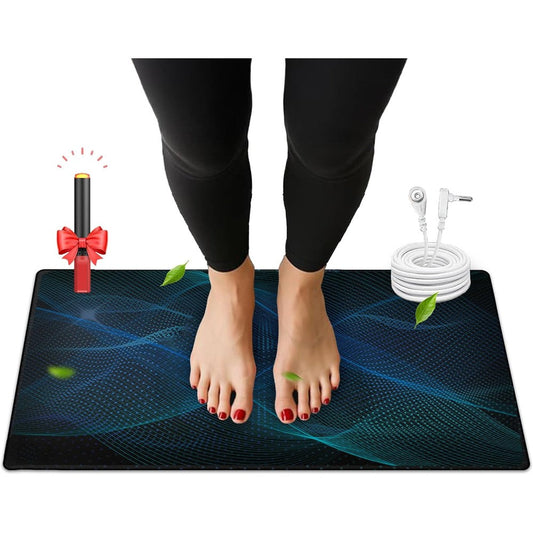 ATE Health Grounding Mat front view showing black conductive surface and logo.