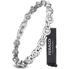 Feraco magnetic bracelet for women front view sparkling crystals