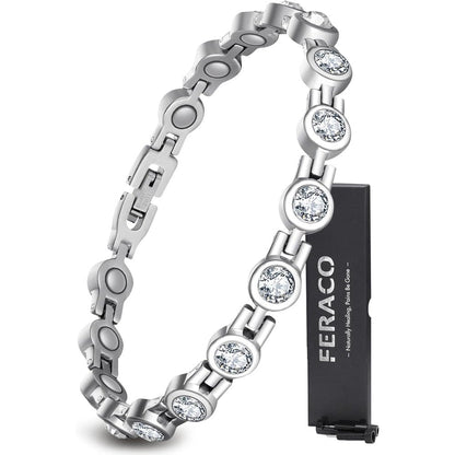Feraco magnetic bracelet for women front view sparkling crystals