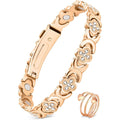 Feraco Pure Copper Magnetic Bracelet and Ring Set front view with cubic zirconia clover.