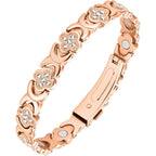 Jecanori Pure Copper Magnetic Bracelet front view for women with rose gold clover design.
