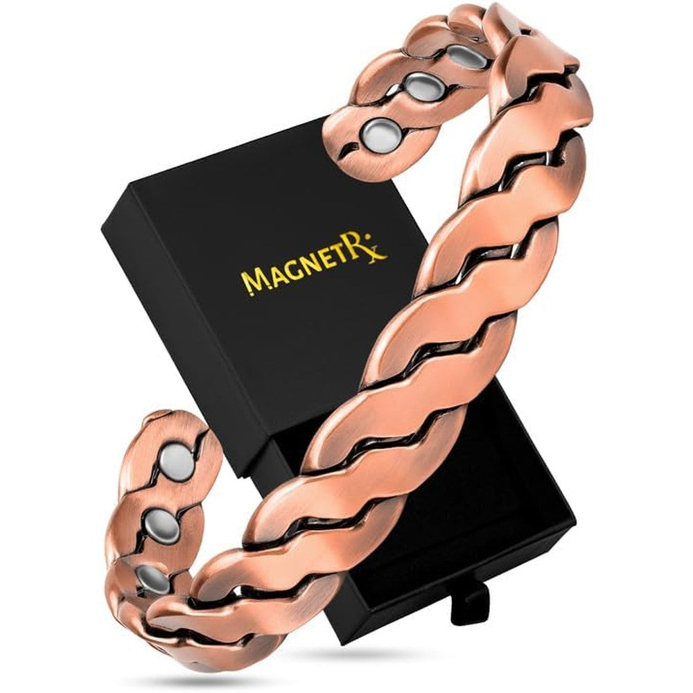 MagnetRX Twisted Copper Magnetic Bracelet front view for arthritis relief.